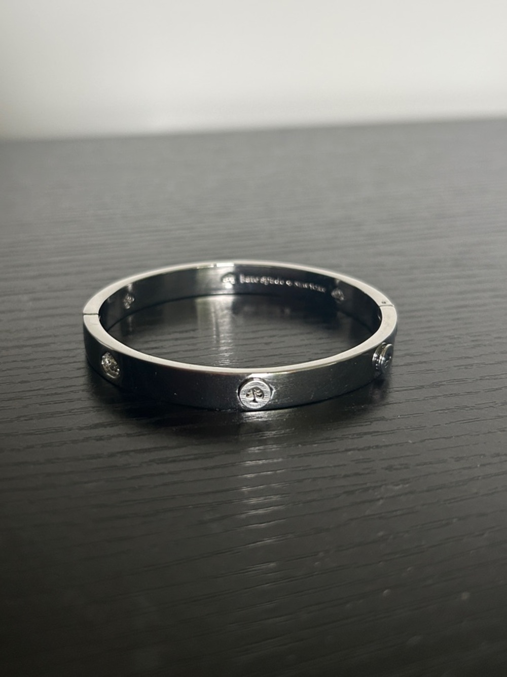 Kate Spade Spot The Spade Studded Hinged Bangle Silver
